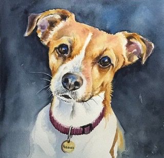 Watercolour Jack Russell painting
