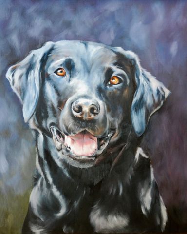 Oil portrait of a Black Labrador